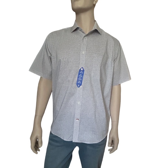 Tommy Hilfiger Shirt Button Up Short Sleeve Cotton Blend Window Pane Versatile - Picture 2 of 14